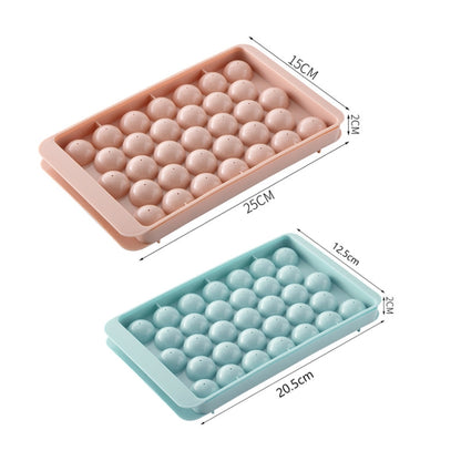 33 Grid Round Ice Hockey Mold With Lid Ice Box Small Marble Ice Tray, Random Color Delivery, Small Blue
