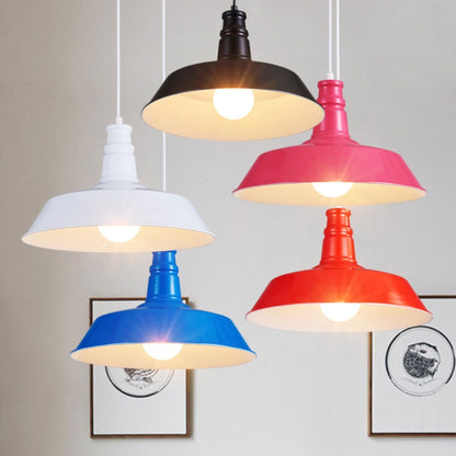 Bedroom Dining Bar Wrought Iron Single Head Chandelier, Without Bulb, 26cm (Black), 26cm (White), 26cm (Pink), 26cm (Yellow), 26cm (Blue), 26cm (Green), 26cm (Red), 36cm (Black), 36cm (White), 36cm (Pink), 36cm (Yellow), 36cm (Blue), 36cm (Green)������...