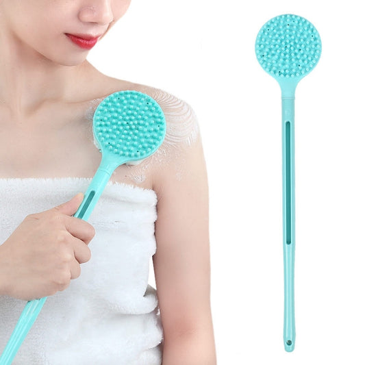 Silicone Massage Long Handle Double Sided Bath Brush, Blue, Pink