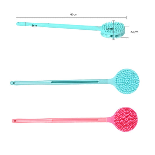 Silicone Massage Long Handle Double Sided Bath Brush, Blue, Pink
