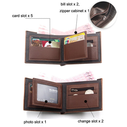 Menbense Hot Stamping Hinge Short Matte Multi-Card Large Capacity Male Wallet, D3301-4 Black, D3301-4 Light Brown, D3301-4 Dark Brown, D3301-5 Black, D3301-5 Light Brown, D3301-5 Dark Brown