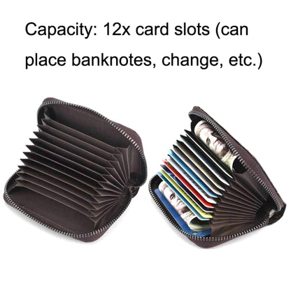 Zip Multi-card Hand-painted Organ Leather Card Holder, Red, Green, Silver