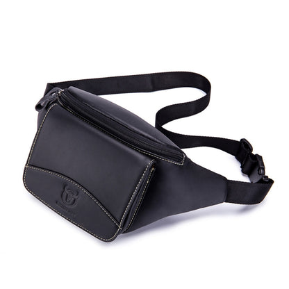 BULL CAPTAIN Cowhide Waist Bag Large Capacity Multifunctional Wallet For Men, Black, Yellow Brown