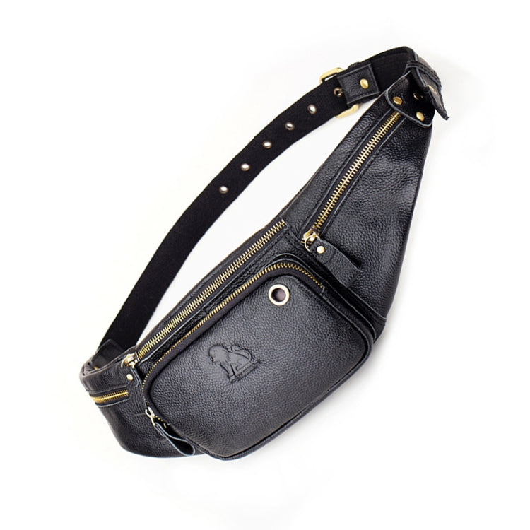 LAOSHIZI Vintage Leather Waist Bag Shoulder Crossbody Bag Shoulder Chest Bag For Men, Black, Brown