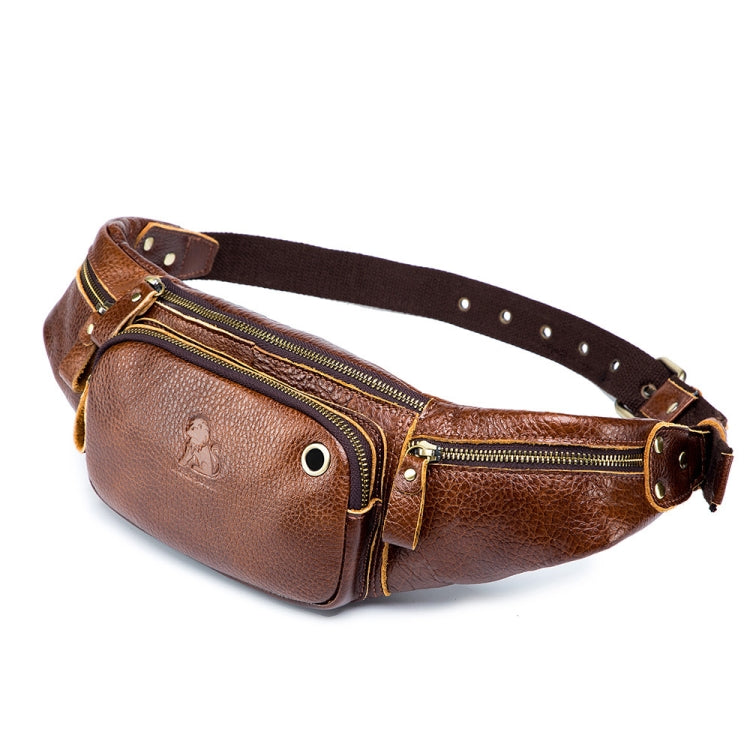 LAOSHIZI Vintage Leather Waist Bag Shoulder Crossbody Bag Shoulder Chest Bag For Men, Black, Brown
