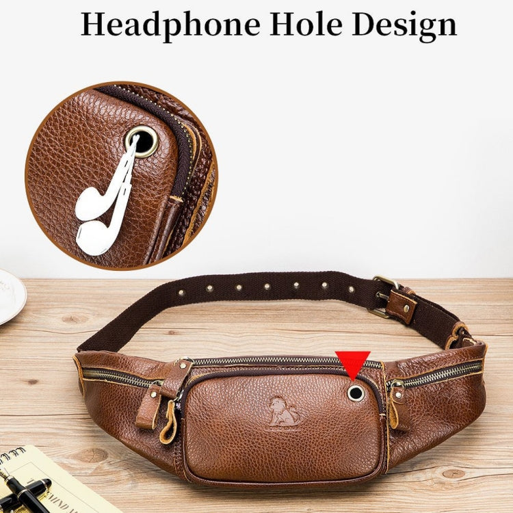 LAOSHIZI Vintage Leather Waist Bag Shoulder Crossbody Bag Shoulder Chest Bag For Men, Black, Brown