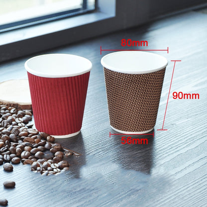 Disposable Thickened Anti-scalding Corrugated Coffee Cup, 100 PCS 8oz Classic Black
