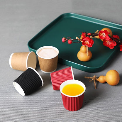 Disposable Thickened Anti-scalding Corrugated Coffee Cup, 100 PCS 8oz Classic Black