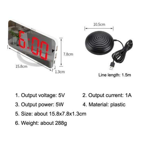 ساعة منبه USB متعددة الوظائف مزودة بخاصية الاهتزاز LED، TS-8202
