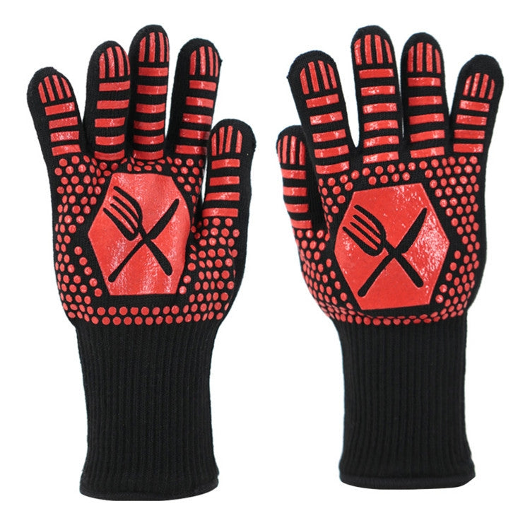 1 Pair High Temperature Resistant Silicone BBQ Gloves  Anti-Scalding Gloves