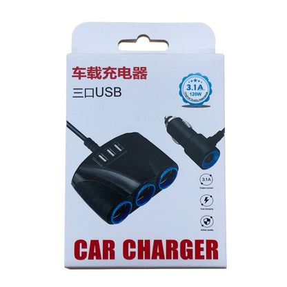 شاحن سيارة ولاعة سجائر USB متعدد الوظائف JY-1905 بقوة 120 وات، طراز: 3 منافذ، 5 منافذ
