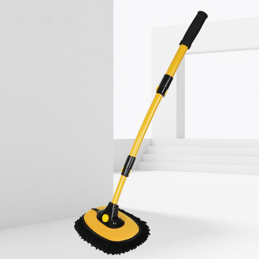 Retractable Curved Rod Soft Fur Car Wash Mop, Curved Rod Yellow Black, Curved Rod Yellow Blue