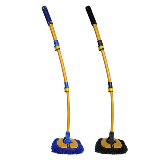 Retractable Curved Rod Soft Fur Car Wash Mop, Curved Rod Yellow Black, Curved Rod Yellow Blue