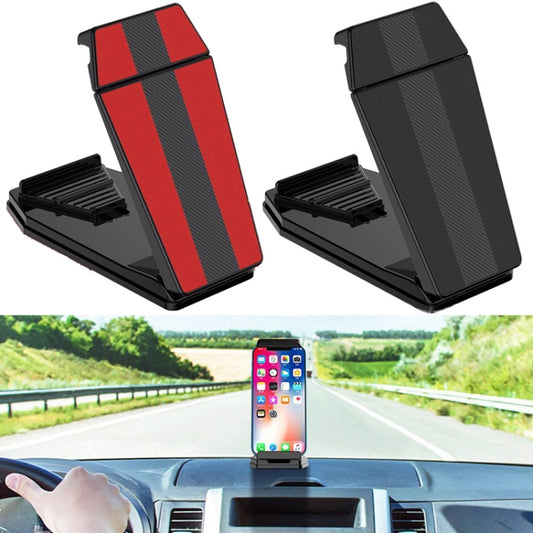 Mobile Phone Tablet Car Holder Suction Cup Instrument Fixed Bracket, Red Leather Pattern, Black Carbon Fiber