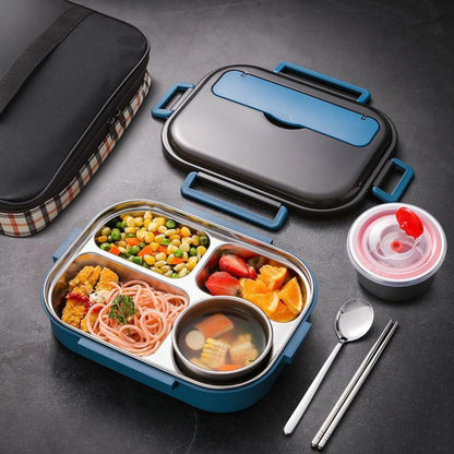 304 Stainless Steel Double-Layer Large-Capacity Portable Lunch Box, Peacock Blue, Lemon Yellow, Ink Pink