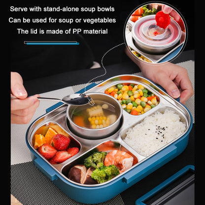 304 Stainless Steel Double-Layer Large-Capacity Portable Lunch Box, Peacock Blue, Lemon Yellow, Ink Pink