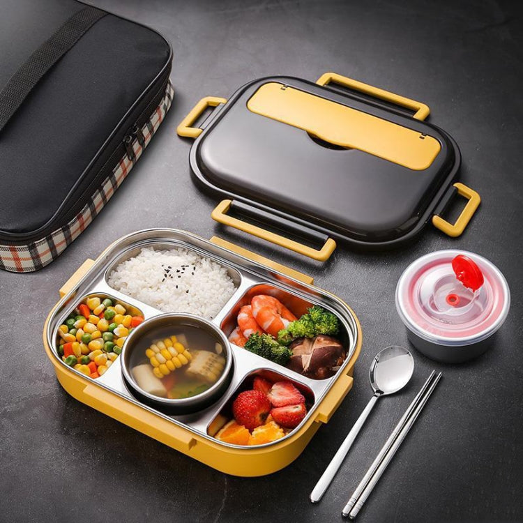 304 Stainless Steel Double-Layer Large-Capacity Portable Lunch Box, Peacock Blue, Lemon Yellow, Ink Pink