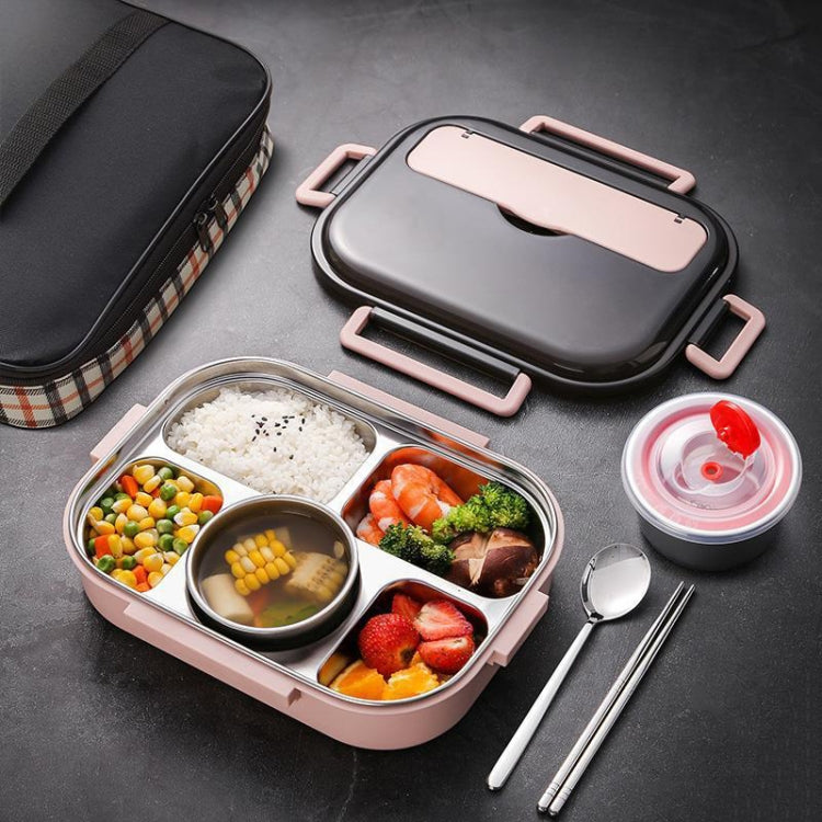 304 Stainless Steel Double-Layer Large-Capacity Portable Lunch Box, Peacock Blue, Lemon Yellow, Ink Pink