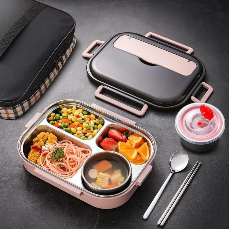 304 Stainless Steel Double-Layer Large-Capacity Portable Lunch Box, Peacock Blue, Lemon Yellow, Ink Pink