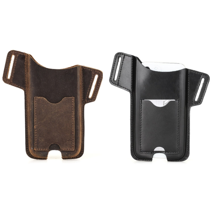 CONTACTS FAMILY Crazy Horse Leather Large Screen Mobile Phone Belt Holster, Brown, Black