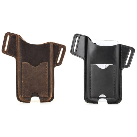 CONTACTS FAMILY Crazy Horse Leather Large Screen Mobile Phone Belt Holster, Brown, Black