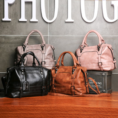 Ladies Casual Handbag Soft-faced Solid Color One-shoulder Diagonal Large Bag