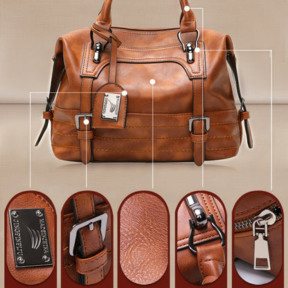 Ladies Casual Handbag Soft-faced Solid Color One-shoulder Diagonal Large Bag