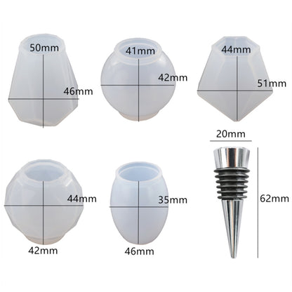 DIY Crystal Epoxy Resin Red Wine Stopper Silicone Mold,Style:, Five Molds, 5 Molds+5 Red Wine Plug