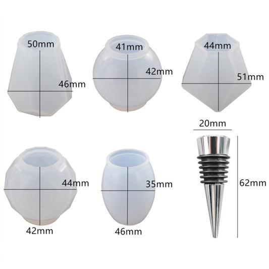 DIY Crystal Epoxy Resin Red Wine Stopper Silicone Mold,Style:, Five Molds, 5 Molds+5 Red Wine Plug