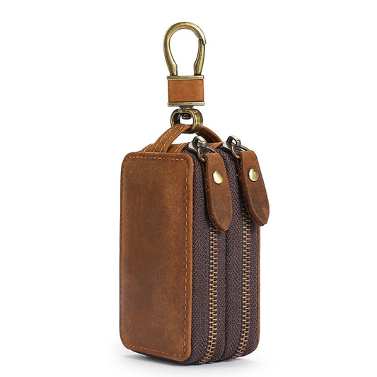 TP-9032 First Layer Cowhide Multifunctional Double Zipper Car Key Case, Car Key Case