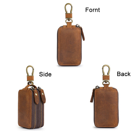 TP-9032 First Layer Cowhide Multifunctional Double Zipper Car Key Case, Car Key Case