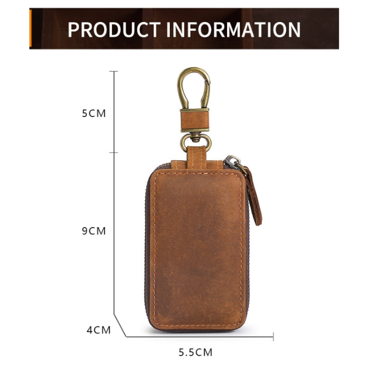 TP-9032 First Layer Cowhide Multifunctional Double Zipper Car Key Case, Car Key Case