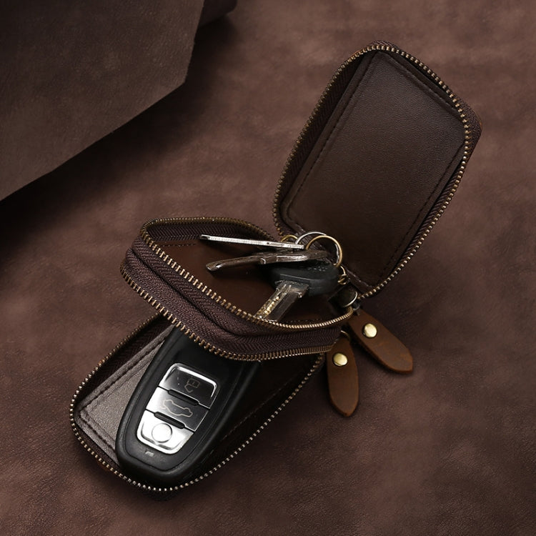 TP-9032 First Layer Cowhide Multifunctional Double Zipper Car Key Case, Car Key Case