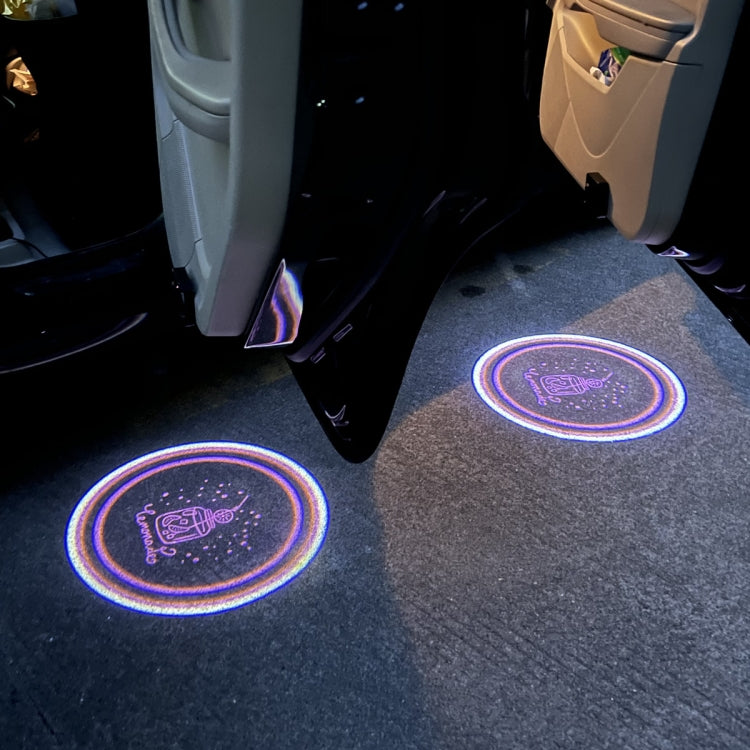 LED Infrared Induction Car Door Welcome Light Night Projection Ambient Light, Energy Circle (Blue), Energy Circle (White), Energy Circle (Yellow), Cat Claw (Yellow), Radish (Yellow), Drink (Yellow), Drink (Purple), Honor (Yellow), Honor (Purple)�������...