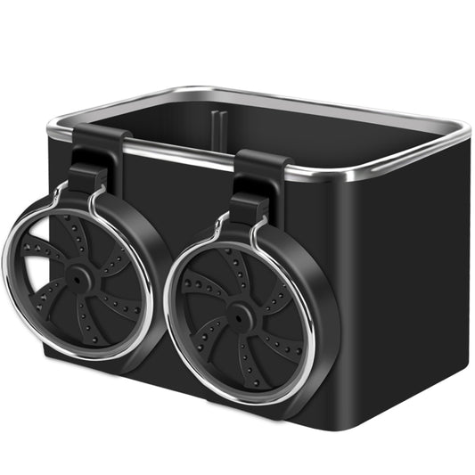 Car Paper Box Hanging Armrest Box Storage Box Cup Holder, Black Double Cup, Beige Double Cup