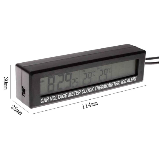Car Inside And Outside Dual Temperature+Clock+Voltage LED Electronic Display, 4 in 1 Orange+Blue