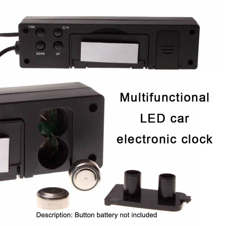 Car Inside And Outside Dual Temperature+Clock+Voltage LED Electronic Display, 4 in 1 Orange+Blue
