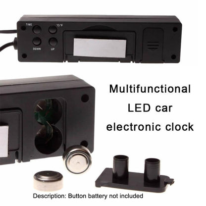 Car Inside And Outside Dual Temperature+Clock+Voltage LED Electronic Display, 4 in 1 Orange+Blue