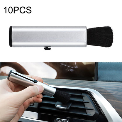 10 PCS Car Air Conditioner Air Outlet Telescopic Cleaning Brush, 10PCS+Black, 10PCS+Silver