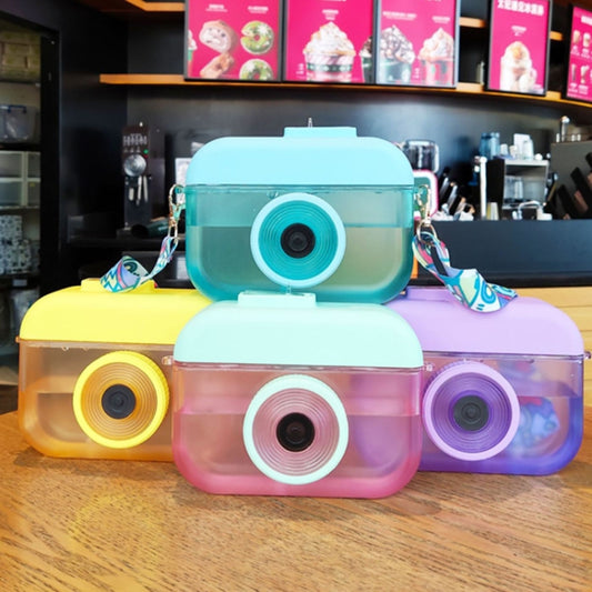 Camera Plastic Cup Children Straw Juice Cup Travel Leisure Water Cup, Pink, Blue, Purple, Yellow