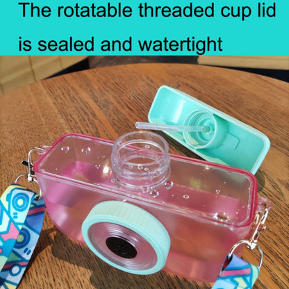Camera Plastic Cup Children Straw Juice Cup Travel Leisure Water Cup, Pink, Blue, Purple, Yellow