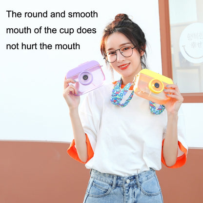 Camera Plastic Cup Children Straw Juice Cup Travel Leisure Water Cup, Pink, Blue, Purple, Yellow