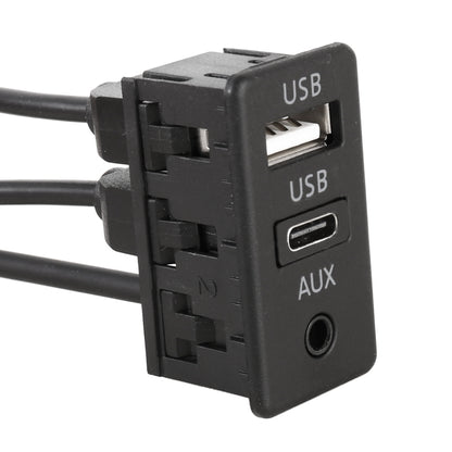 مقعد شحن عالمي للسيارة، واجهة USB + Type-C + AUX، USB + Type-C + AUX