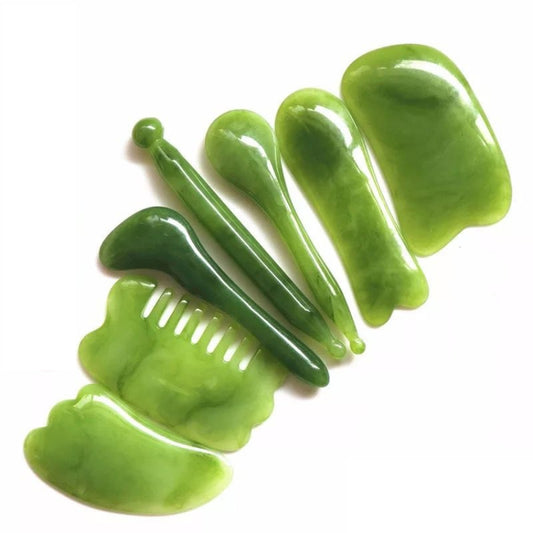 7PCS/Set Facial Tendon Stick Facial Scraping Board Meridian Acupuncture Pen, Green, Pink, Amber