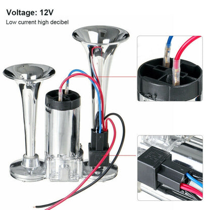 ST-1018S 600DB Double-tube Metal Conjoined Electric Pump Car Horn with Relay, ST-1018S