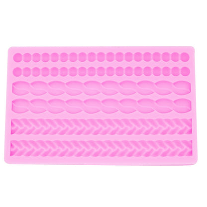 Pearl Twist Braided Fondant Cake Silicone Mold, Pink, Grey