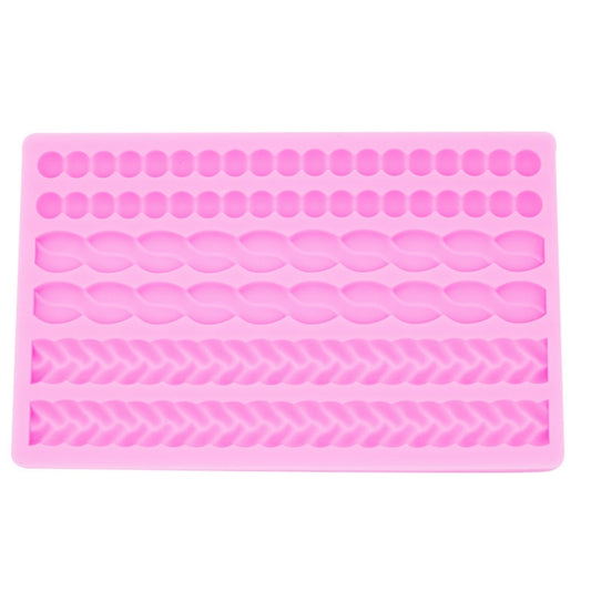 Pearl Twist Braided Fondant Cake Silicone Mold, Pink, Grey