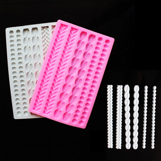 Pearl Twist Braided Fondant Cake Silicone Mold, Pink, Grey