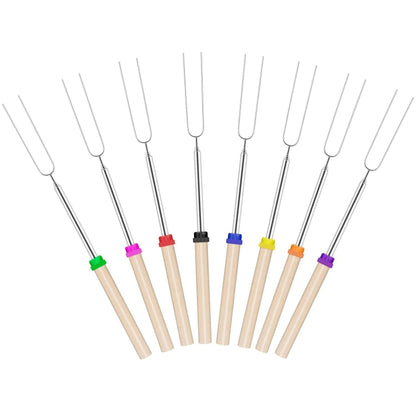 1124-7 Retractable Wooden Stick Marshmallow BBQ Fork, Spsc: Drawstring Bag