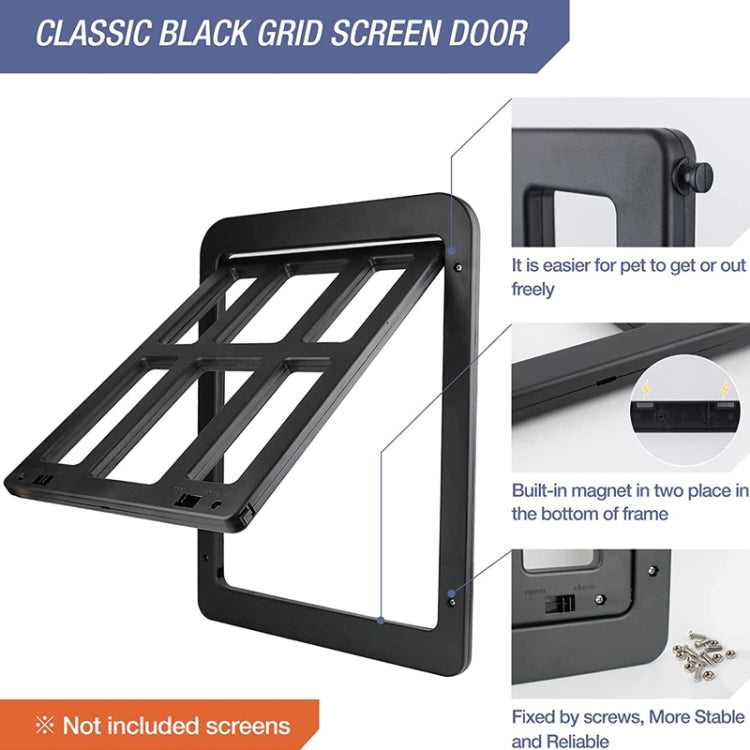 34cmx 44cm Pet Window Door Dog Cat Cave Anti-mosquito Pet Lattice Door, 34cmx 44cm Black